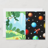 Dinosaurus-astronauten raket gezamenlijk feest kaart (Achterkant)