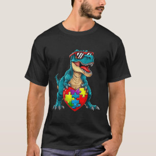 Dinosaurus Autisme Bewustzijn Puzzel Stukken Jonge T-shirt