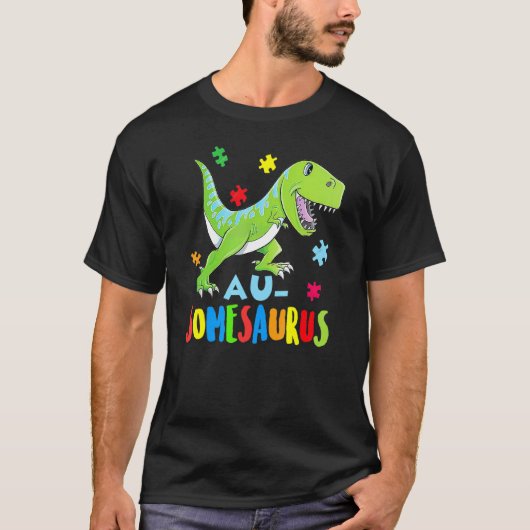 Dinosaurus Autisme Bewustzijn Rex Rawr Puzzel Hart T-shirt (Voorkant)