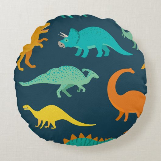 Dinosaurus Avontuur: Kinderkamer Behang Rond Kussen (Voorkant)