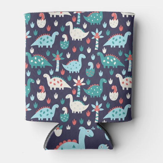 Dinosaurus Avontuur Naadloos Ontwerp Blikjeskoeler (Voorkant)
