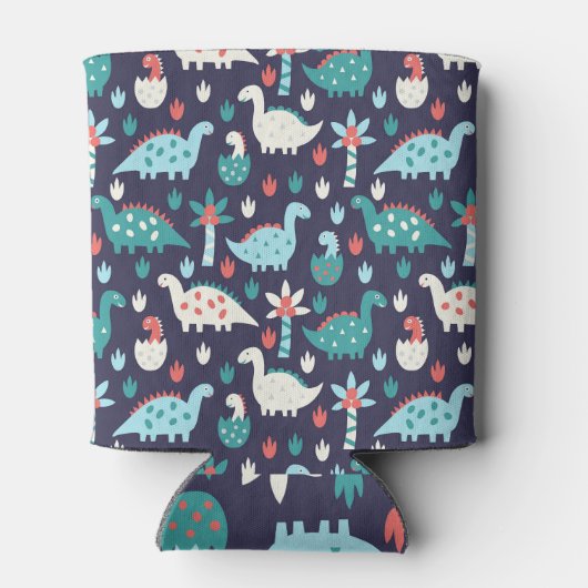 Dinosaurus Avontuur Naadloos Ontwerp Blikjeskoeler (Achterkant)
