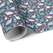 Dinosaurus Avontuur Naadloos Ontwerp Cadeaupapier (Rol Hoek)