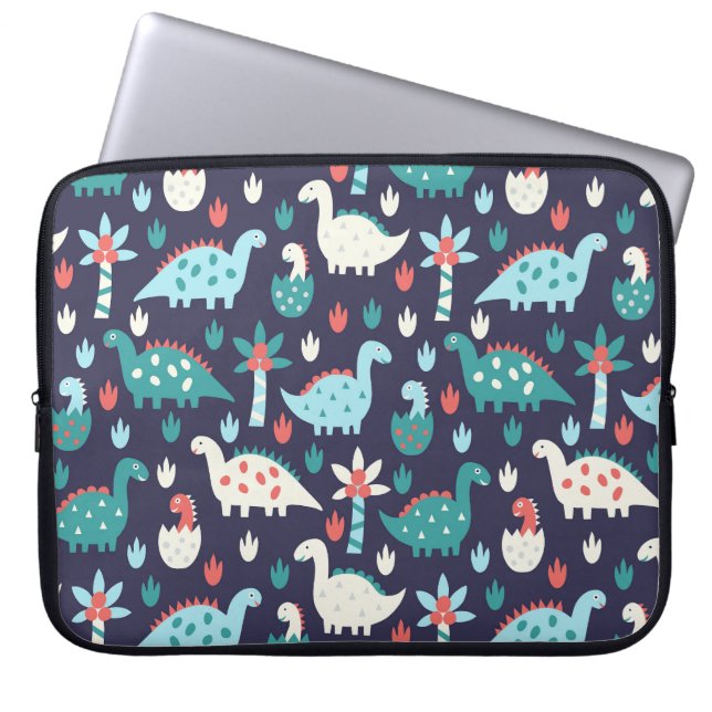 Dinosaurus Avontuur Naadloos Ontwerp Laptop Sleeve (Voorkant)