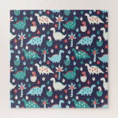 Dinosaurus Avontuur Naadloos Ontwerp Legpuzzel (Verticaal)