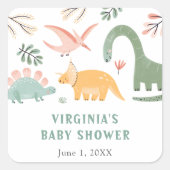 Dinosaurus Baby Borrelsticker Vierkante Sticker (Voorkant)