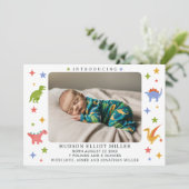 Dinosaurus Baby Boy Foto Geboorte Aankondiging Kaa (Staand voorkant)