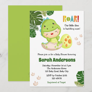 Dinosaurus Baby Douche Uitnodigingen ROAR Schattig