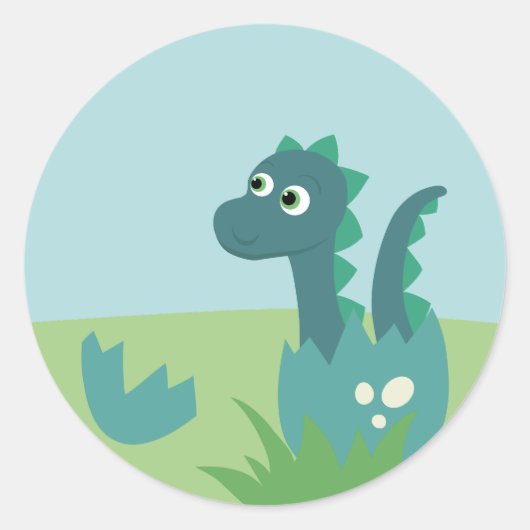 Dinosaurus baby in ei sticker. ronde sticker (Voorkant)
