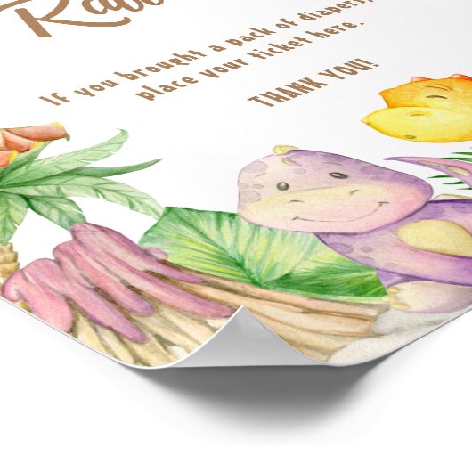 Dinosaurus Baby Luier Raffle Poster (Hoek)