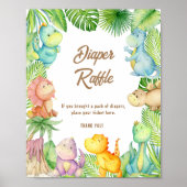 Dinosaurus Baby Luier Raffle Poster (Voorkant)
