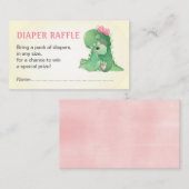 Dinosaurus Baby Meisje Douche Luier Raffle Ticket Informatiekaartje (Voorkant / Achterkant)