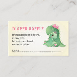 Dinosaurus Baby Meisje Douche Luier Raffle Ticket Informatiekaartje
