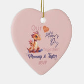 Dinosaurus & baby, onze eerste Moederdag samen Keramisch Ornament (Rechts)