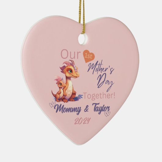 Dinosaurus & baby, onze eerste Moederdag samen Keramisch Ornament (Rechts)