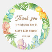 Dinosaurus Baby Ronde Sticker (Voorkant)
