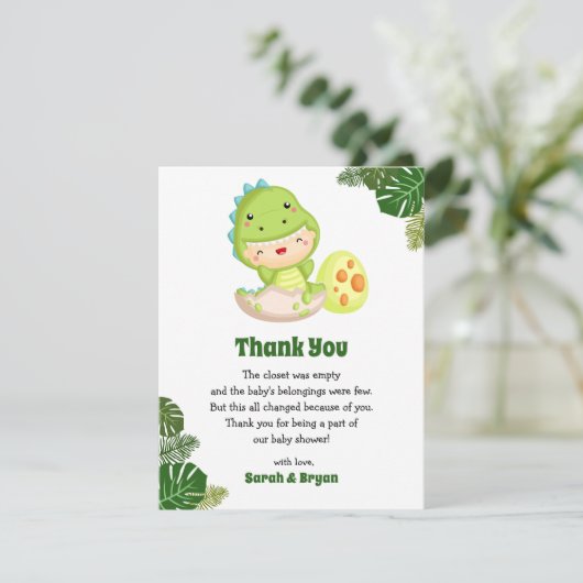 Dinosaurus Baby shower bedankkaarten Schattige Bedankkaart (Staand voorkant)