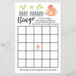 Dinosaurus Baby Shower Bingo Spelkaart Flyer