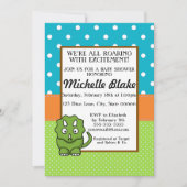 dinosaurus-Baby shower | Blauw en groen Kaart (Voorkant)