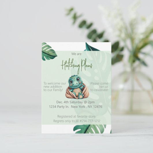 Dinosaurus baby shower Briefkaart (Staand voorkant)