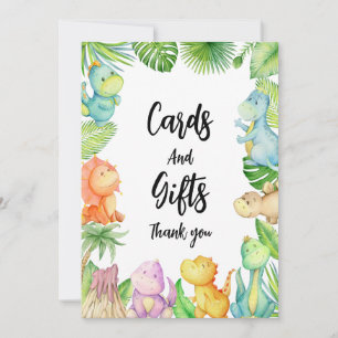 Dinosaurus Baby shower Dank u Kaart