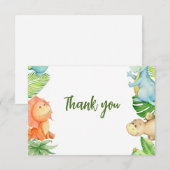Dinosaurus Baby shower Dank u Kaart (Voorkant / Achterkant)