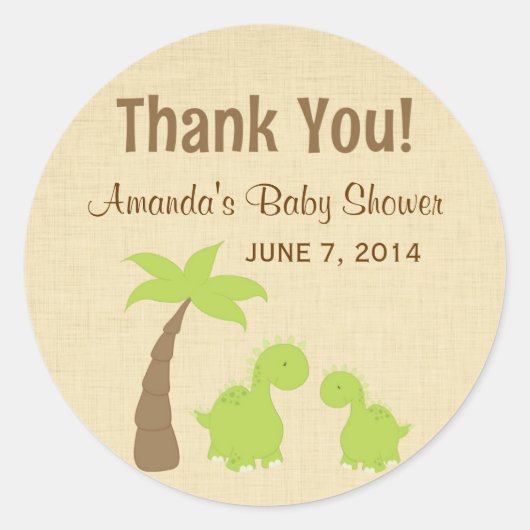 Dinosaurus Baby shower Dank u Stickers (Voorkant)