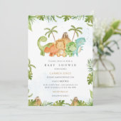 Dinosaurus Baby Shower Dino Ontwerp Kaart (Staand voorkant)