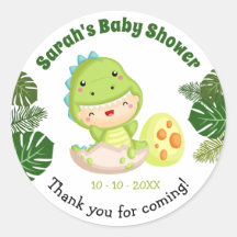 Dinosaurus Baby shower gunst Stickers