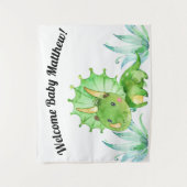 Dinosaurus Baby Shower Jongen Achtergrond Wandkleed (Voorkant)