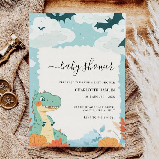 Dinosaurus Baby shower Kaart