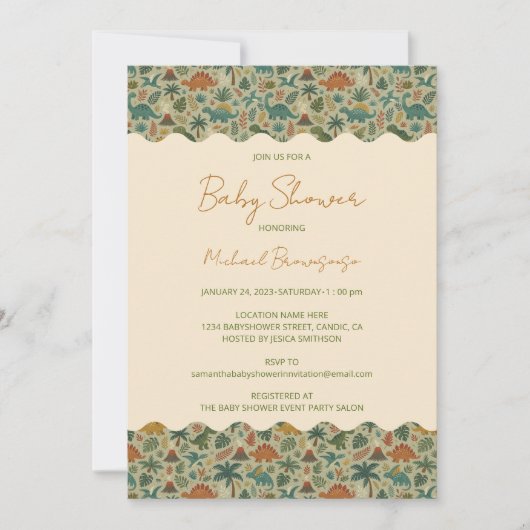 Dinosaurus Baby Shower Kaart (Voorkant)