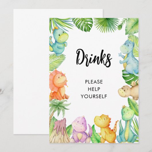 Dinosaurus Baby shower Kaart (Voorkant / Achterkant)