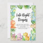 Dinosaurus Baby shower Late Night Luiers Kaart (Voorkant)