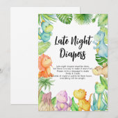 Dinosaurus Baby shower Late Night Luiers Kaart (Voorkant / Achterkant)