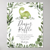 Dinosaurus Baby Shower Luier Raffle Bord Poster (Voorkant)