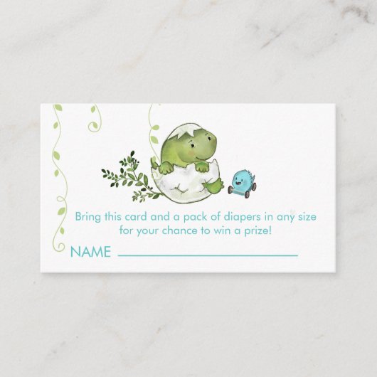 Dinosaurus Baby shower Luier Raffle Enclosure Kaar Informatiekaartje (Voorkant)