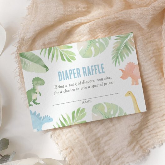 Dinosaurus Baby shower Luier Raffle Ticket Informatiekaartje