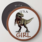Dinosaurus Baby shower Meisje Ronde Button 6,0 Cm (Voorkant /achterkant)