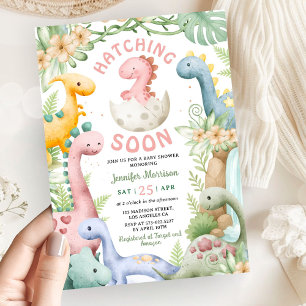 Dinosaurus Baby Shower Meisje Roze Dino Kaart