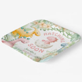 Dinosaurus Baby Shower Meisje Roze Dino Papieren Bordje (Gebogen)