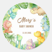 Dinosaurus Baby Shower Ronde Sticker (Voorkant)