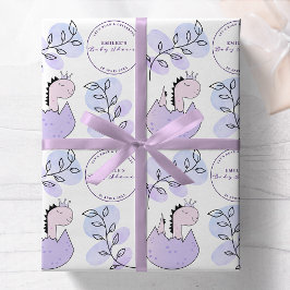 Dinosaurus Baby shower Roze Paarse Cadeaupapier