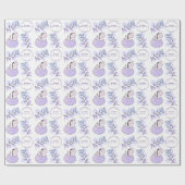 Dinosaurus Baby shower Roze Paarse Cadeaupapier (Vlak)