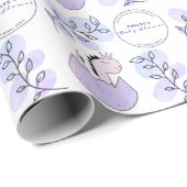 Dinosaurus Baby shower Roze Paarse Cadeaupapier (Rol Hoek)