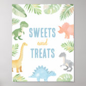 Dinosaurus Baby shower Snoepjes en Treats Teken Poster (Voorkant)