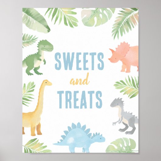 Dinosaurus Baby shower Snoepjes en Treats Teken Poster (Voorkant)