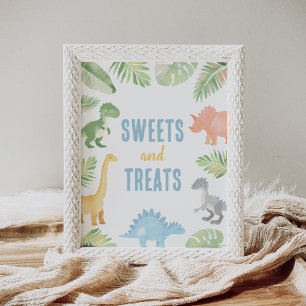 Dinosaurus Baby shower Snoepjes en Treats Teken Poster