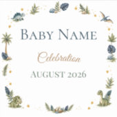 Dinosaurus Baby Shower Stickers | Cute Jongens Fav (Voorkant)