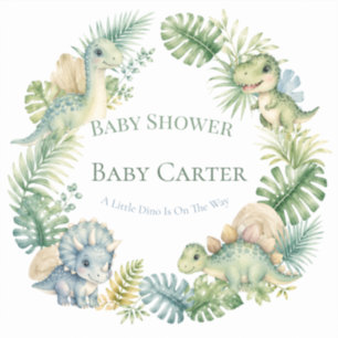 Dinosaurus Baby Shower Stickers Jungle Dino Labe